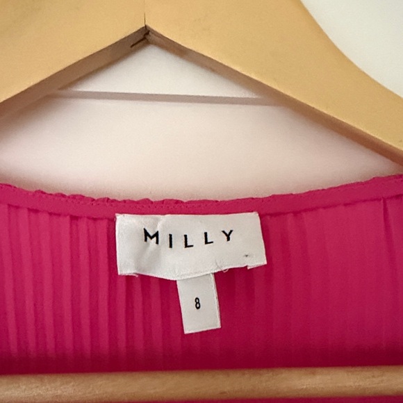 MILLY Elle pleated mini dress in pink Size 8 - Picture 8 of 8